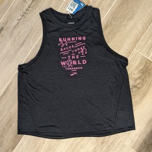Brooks Distance Graphic Tank Heather Asphalt XL NWT